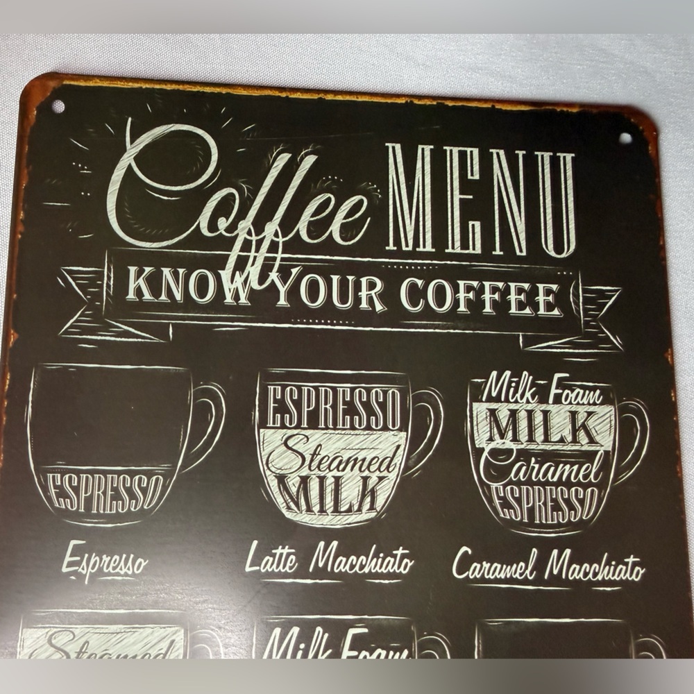 Vintage Coffee Menu Metal Sign 12 in x 8 in - Picture 4 of 6